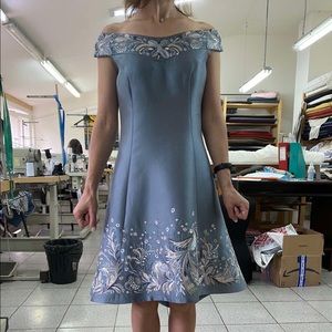 Tailor-made designer dress, silk-wool, XS-P